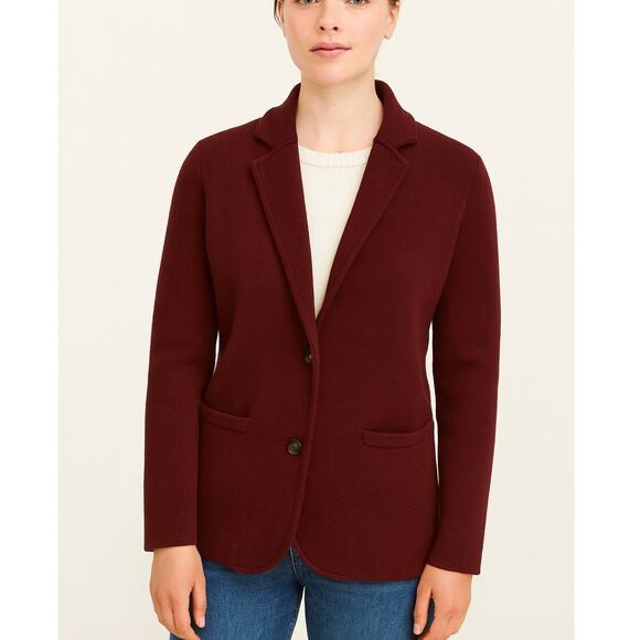 J. Crew Merino Wool Sweater Blazer Burgundy - Picture 1 of 9